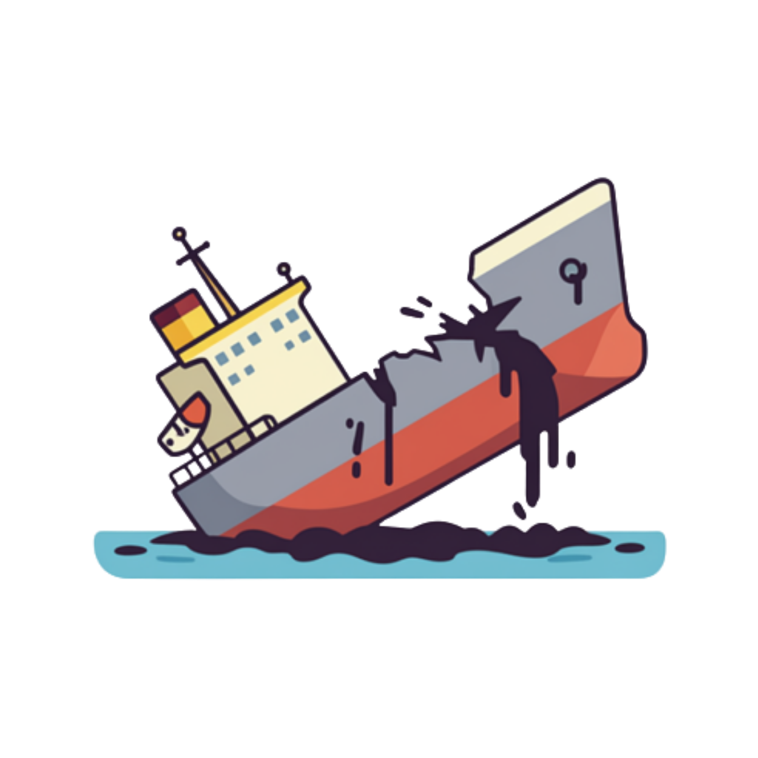 Damaged ship leaking oil