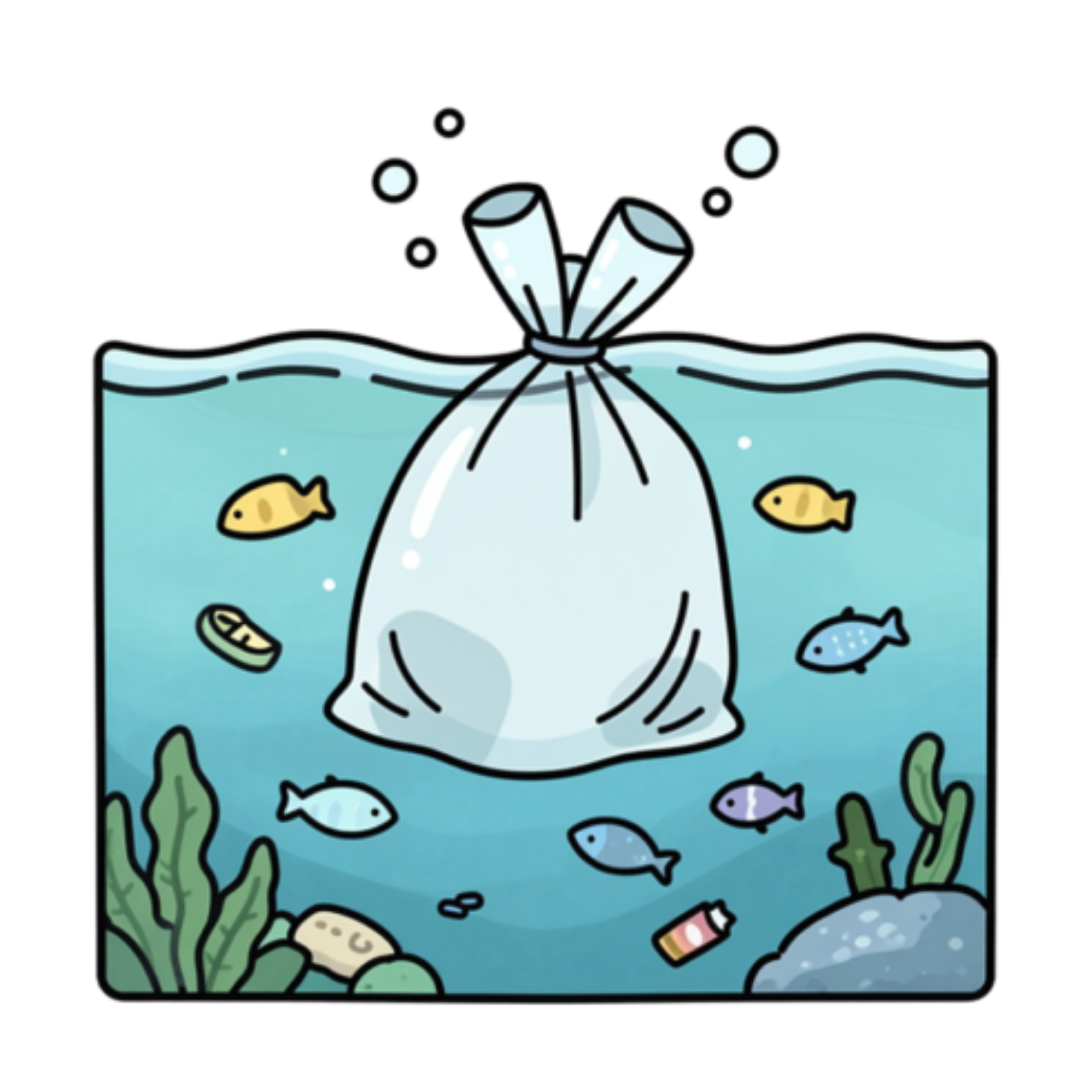 Plastic bag in the ocean