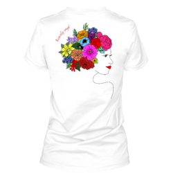 "Kwiecisty umysł" - t-shirt damski, biel, nadruk tył