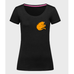 "Relaksacja", kot - t-shirt damski, czerń, pomarańcz