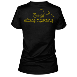 "Trajektoria" czerń i złoto - damski t-shirt v-neck