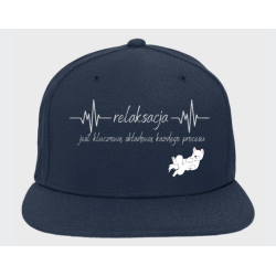 "Relaksacja", pies - czapka snapback, granat, biel